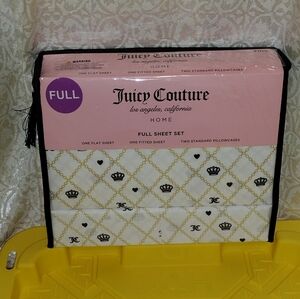 JUICY COUTURE FULL SHEET SET JUICY COUTURE 4 PIECE SHEET SET FULL CROWNS NEW